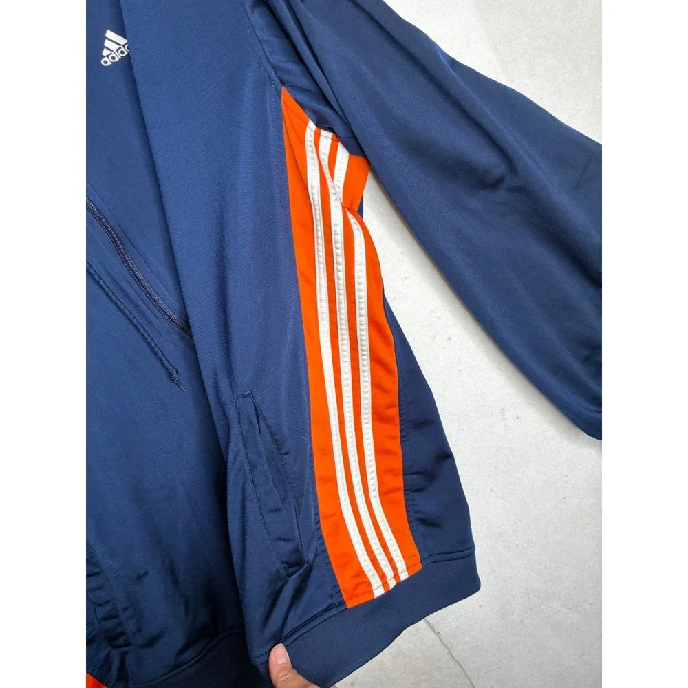 Adidas Vintage Navy Orange Full Zip‎ Hoodie Track Jacket XL Three Stripe Y2K